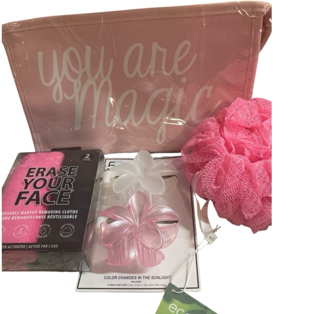 Beauty Bundle EcoTools exfoliating Erase Your Face removing cloths, Hair Clips